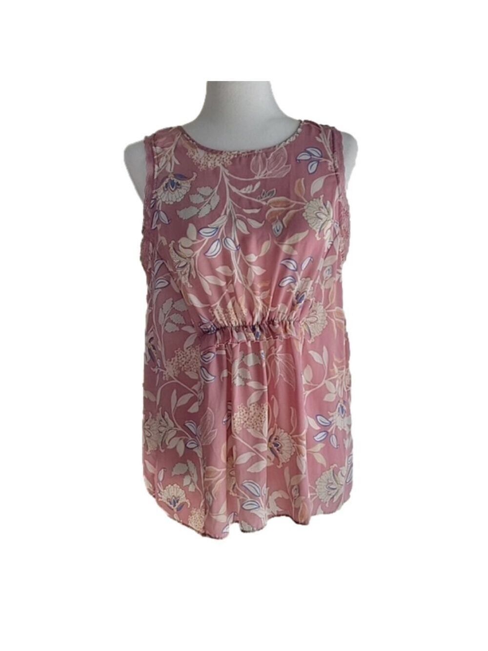 LC Lauren Conrad Sleeveless Floral Blouse Size Large EUC
